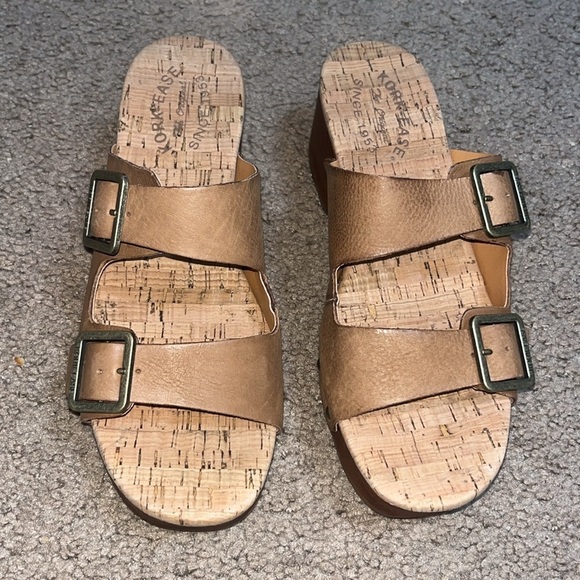 Kork-Ease Saffron Slide Leather Sandal Cork Woodgrain Brown Terra 8 - Picture 2 of 8